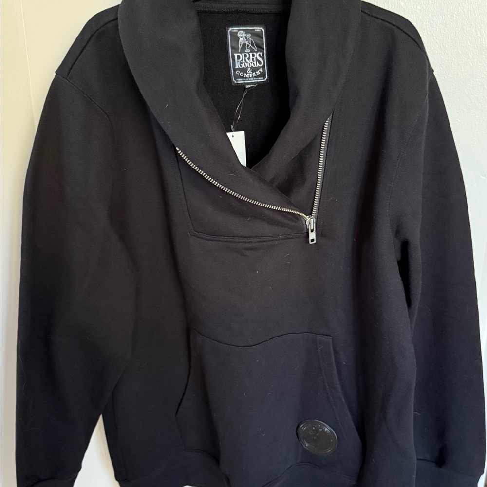 PRPS Black Asymmetrical Zip Sweatshirt